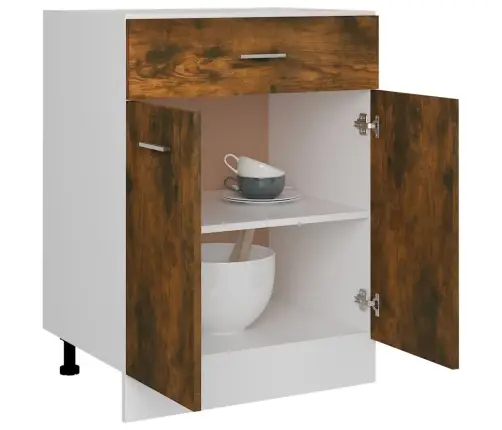 Sahtlitega Alumine Kapp "Lyon", Suitsutatud Tamm, 60 X 46 X 81,5 cm Töödeldud Puit