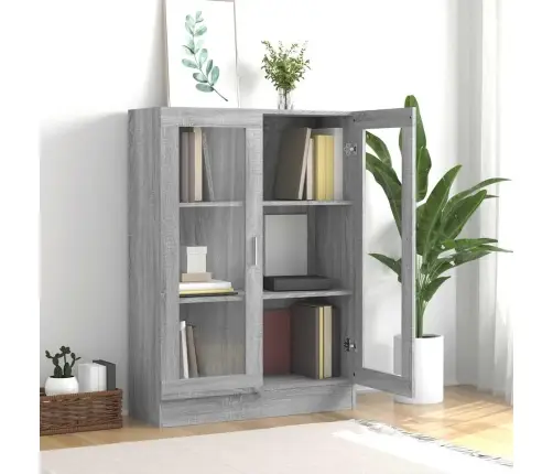 Vitrininė Spintelė, Pilka Ąžuolo, 82,5X30,5X115cm Mediena