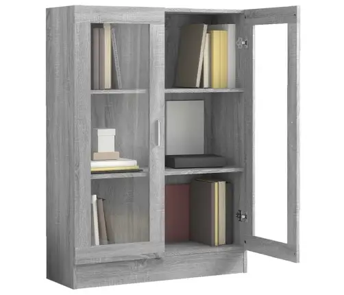 Vitrininė Spintelė, Pilka Ąžuolo, 82,5X30,5X115cm Mediena