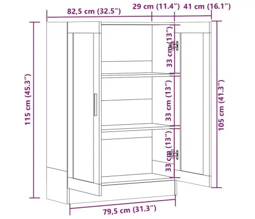 Vitrininė Spintelė, Pilka Ąžuolo, 82,5X30,5X115cm Mediena