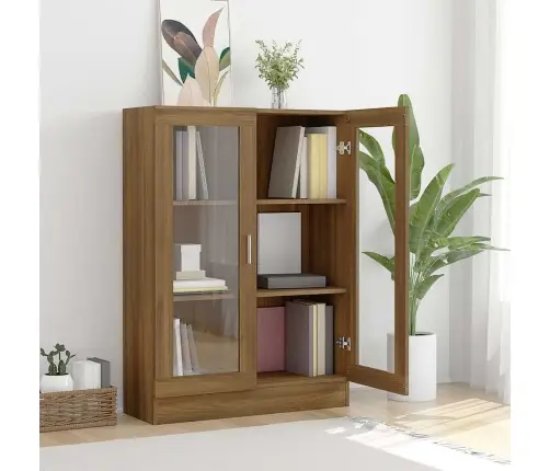 Vitrininė Spintelė, Ruda Ąžuolo, 82,5X30,5X115cm Mediena