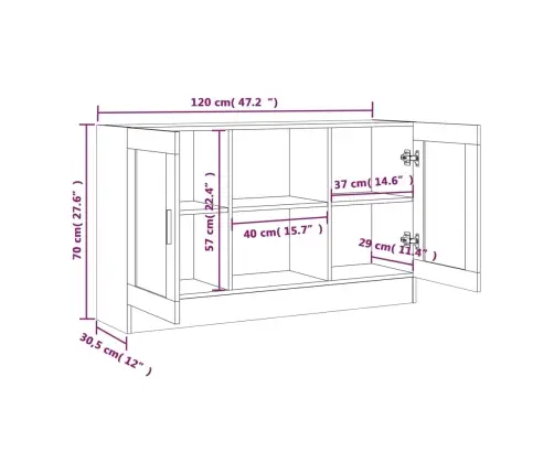 Kumode, Ozolkoka Krāsa, 120X30,5X70 Cm, Inženierijas Koks Vidaxl