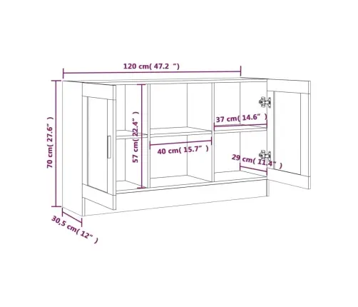 Šoninė Spintelė, Ruda Ąžuolo, 120X30,5X70cm Apdirbta Mediena