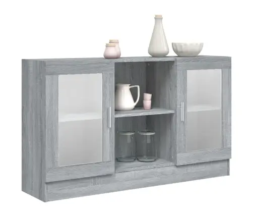 Vitrīnas Skapis, Pelēka Ozola, 120X30,5X70Cm, Inženierijas Koks Vidaxl