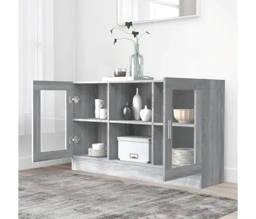 Vitrīnas Skapis, Pelēka Ozola, 120X30,5X70Cm, Inženierijas Koks Vidaxl