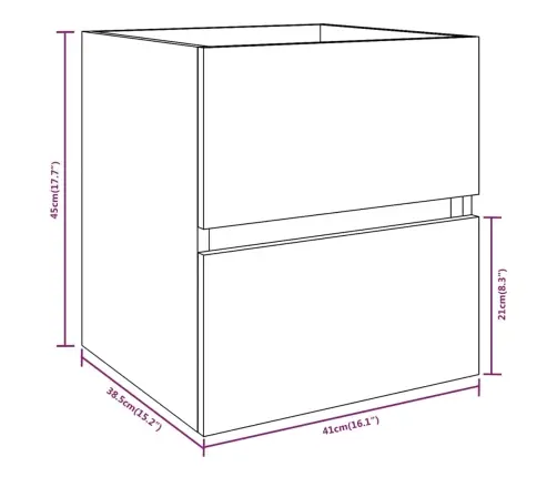 Valamukapp, Hall Sonoma Tamm, 41 X 38,5 X 45 cm Tehispuit