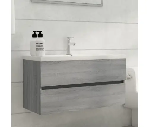 Izlietnes Skapis, Pelēka Ozola, 90X38,5X45Cm, Inženierijas Koks Vidaxl