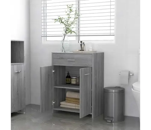 Vannasistabas Skapītis, Pelēks, 60X33X80 Cm, Inženierijas Koks Vidaxl