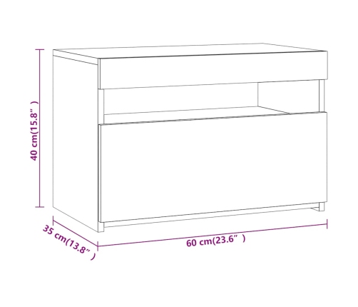 Tv Skapītis Ar Led Apgaismojumu, Ozolkoka Krāsa, 60X35X40 Cm Vidaxl