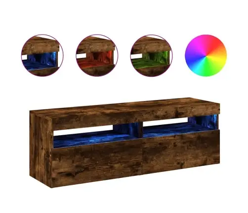 Tv Spintelės Su Led, 2Vnt., Dūminio Ąžuolo, 60X35X40Cm