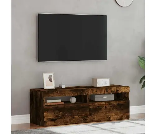 Tv Spintelės Su Led, 2Vnt., Dūminio Ąžuolo, 60X35X40Cm