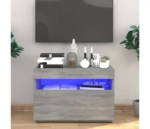 Tv Skapītis Ar Led Lampiņām, Pelēka Ozolkoka Krāsa, 60X35X40 Cm Vidaxl