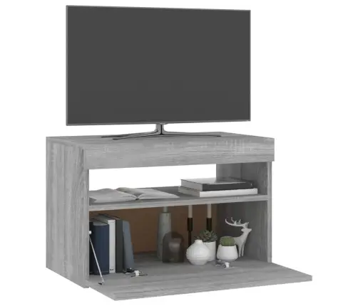 Tv Skapītis Ar Led Lampiņām, Pelēka Ozolkoka Krāsa, 60X35X40 Cm Vidaxl