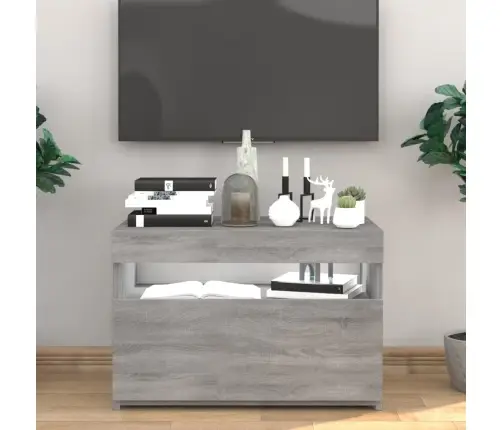 Tv Skapītis Ar Led Lampiņām, Pelēka Ozolkoka Krāsa, 60X35X40 Cm Vidaxl