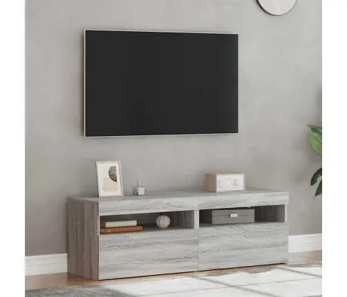 Tv Spintelės Su Led, 2Vnt., Pilkos Ąžuolo, 60X35X40Cm