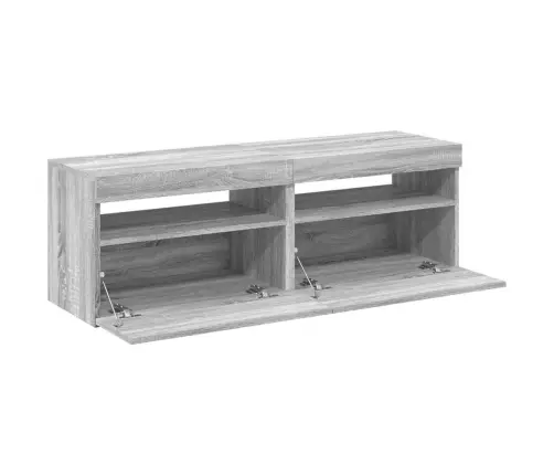 Tv Spintelės Su Led, 2Vnt., Pilkos Ąžuolo, 60X35X40Cm