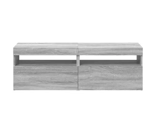 Tv Spintelės Su Led, 2Vnt., Pilkos Ąžuolo, 60X35X40Cm