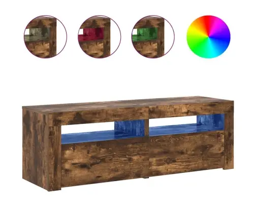 Televizoriaus Spintelė Su Led, Dūminio Ąžuolo, 120X35X40Cm