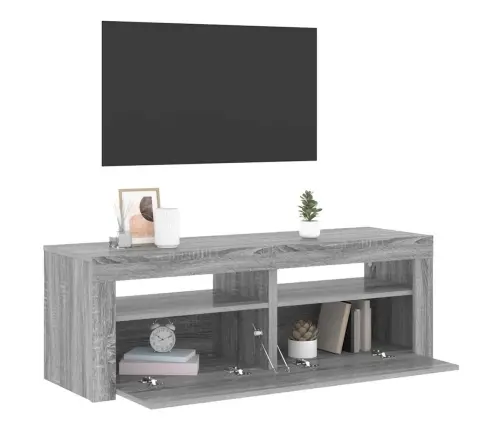 Tv Skapītis Ar Led Lampiņām, Pelēka Ozola Krāsa, 120X35X40 Cm Vidaxl