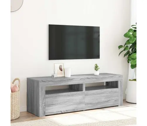 Tv Skapītis Ar Led Lampiņām, Pelēka Ozola Krāsa, 120X35X40 Cm Vidaxl