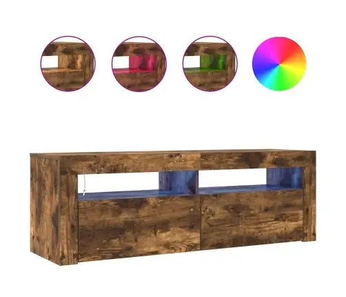 Tv Skapītis Ar Led Lampiņām, 120X35X40 Cm, Ozolkoka Krāsā Vidaxl