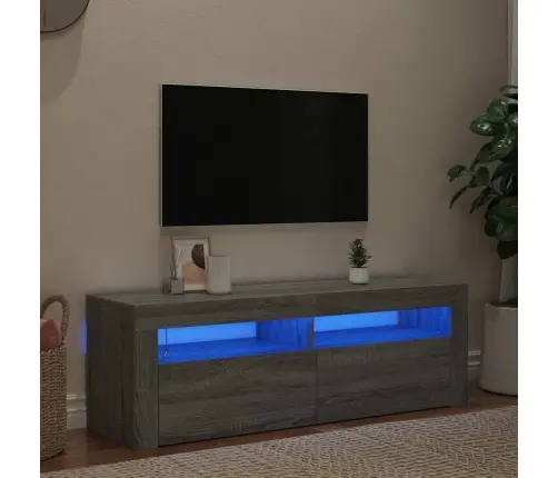 Televizoriaus Spintelė Su Led, Pilka Ąžuolo, 120X35X40Cm