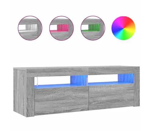 Televizoriaus Spintelė Su Led, Pilka Ąžuolo, 120X35X40Cm