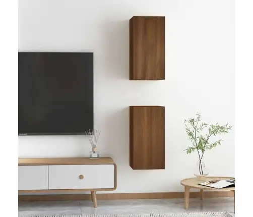 Tv Skapīši, 2 Gab., Brūna Ozola 30,5X30X60 Cm Inženierijas Koks Vidaxl