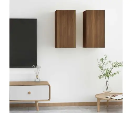 Tv Skapīši, 2 Gab., Brūna Ozola 30,5X30X60 Cm Inženierijas Koks Vidaxl