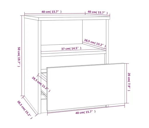 Naktsskapīši, 2 Gab., Ozolkoka, 40X40X50 Cm, Inženierijas Koks Vidaxl