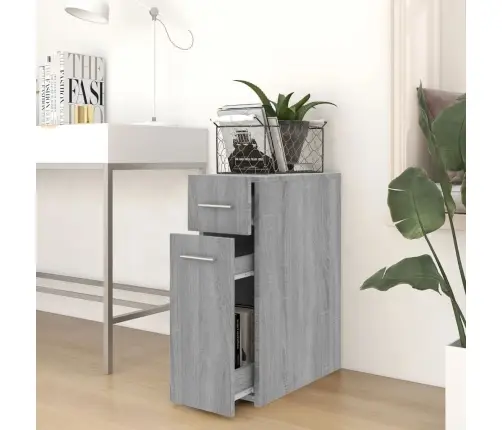 Atvilktņu Skapītis, Pelēcīgs, 20X45,5X60 Cm, Inženierijas Koks Vidaxl