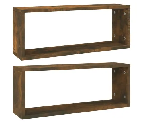 Seina Kuubikriiulid 2 Tk Suitsutatud Tamm 60X15X23 Cm Tehispuit
