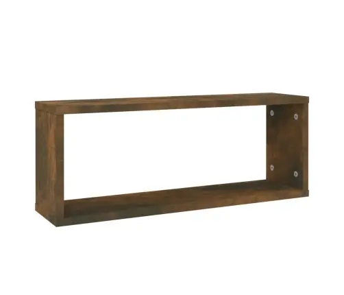 Seina Kuubikriiulid 2 Tk Suitsutatud Tamm 60X15X23 Cm Tehispuit