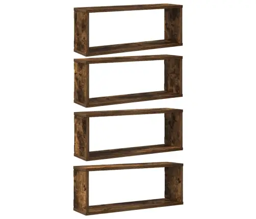 Seina Kuubikriiulid 4 Tk Suitsutatud Tamm 60X15X23 Cm Tehispuit