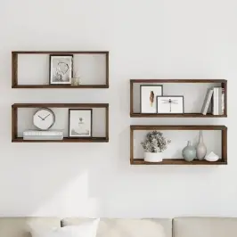 Kuba Formas Sienas Plaukti, 4 Gab., Ozolkoka, 60X15X23 Cm Vidaxl