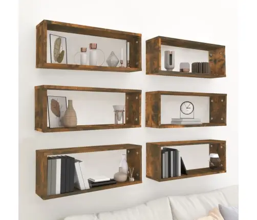 Kuba Formas Sienas Plaukti, 6 Gab., Ozolkoka, 60X15X23 Cm Vidaxl