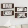Kuba Formas Sienas Plaukti, 4 Gab., Brūna Ozola, 60X15X23 Cm Vidaxl