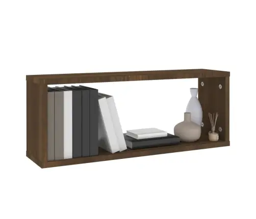 Kuba Formas Sienas Plaukti, 6 Gab., Brūna Ozola, 60X15X23 Cm Vidaxl