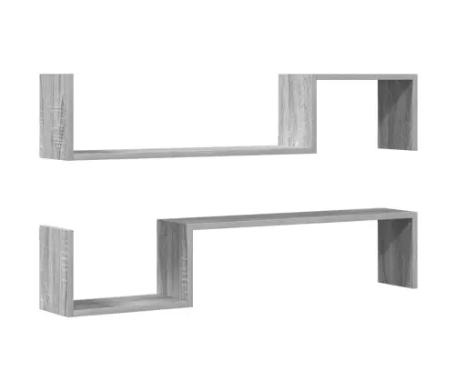 Sieninės Lentynos, 2Vnt., Pilkos Ąžuolo, 100X15X20cm Mediena