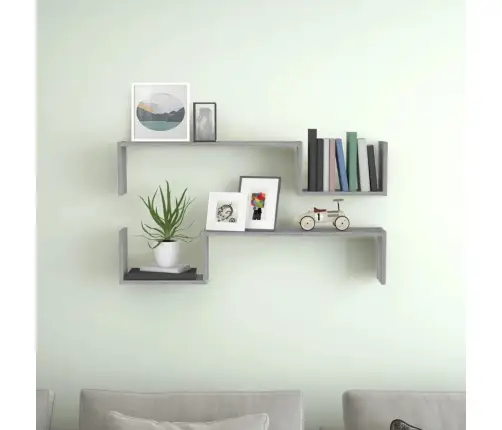 Sieninės Lentynos, 2Vnt., Pilkos Ąžuolo, 100X15X20cm Mediena