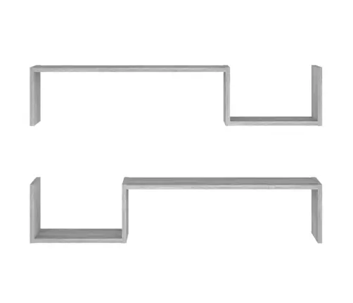 Sieninės Lentynos, 2Vnt., Pilkos Ąžuolo, 100X15X20cm Mediena