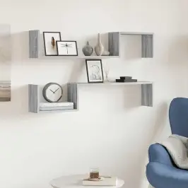 Sieninės Lentynos, 2Vnt., Pilkos Ąžuolo, 100X15X20cm Mediena