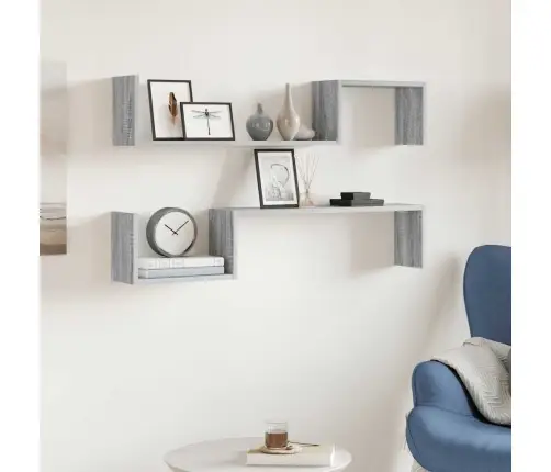 Sieninės Lentynos, 2Vnt., Pilkos Ąžuolo, 100X15X20cm Mediena