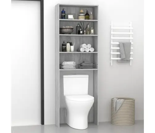 Veļasmašīnas Plaukts, Pelēka Ozolkoka Krāsa, 64X24X190 Cm Vidaxl