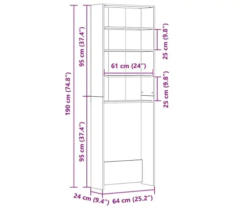 Veļasmašīnas Plaukts, Ozolkoka Krāsa, 64X24X190 Cm Vidaxl