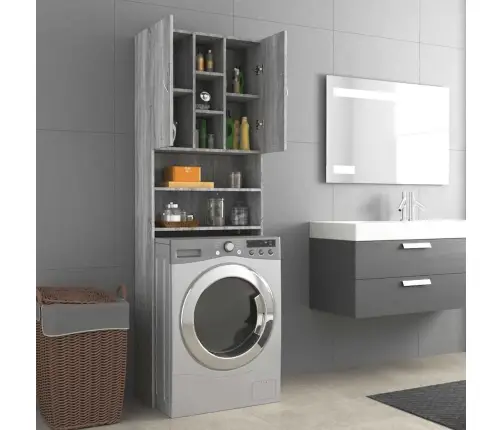 Skalbimo Mašinos Spintelė, Pilkos Ąžuolo Spalvos, 64X25,5X190Cm