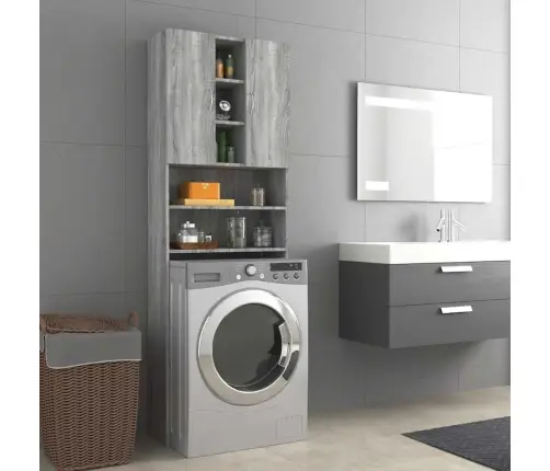 Skalbimo Mašinos Spintelė, Pilkos Ąžuolo Spalvos, 64X25,5X190Cm