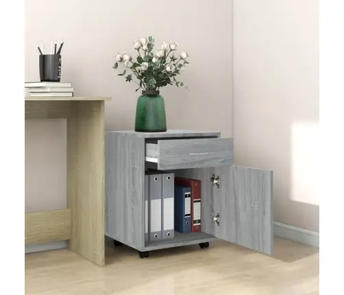 Skapītis Uz Riteņiem, Pelēcīgs, 45X38X54 Cm, Inženierijas Koks Vidaxl