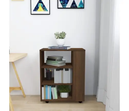 Plaukts Ar Riteņiem, Brūns, 60X35X75 Cm, Inženierijas Koks Vidaxl