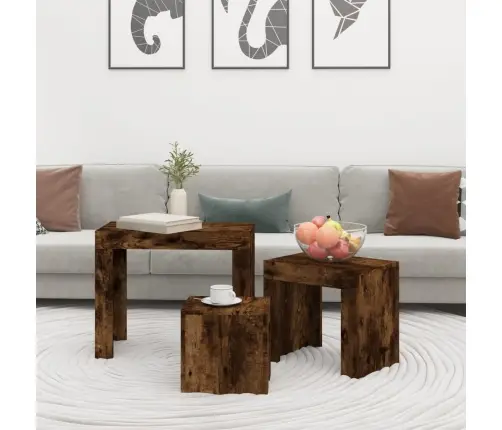 Kafijas Galdiņi, 3 Gab., Sabīdāmi, Ozols, Inženierijas Koks Vidaxl